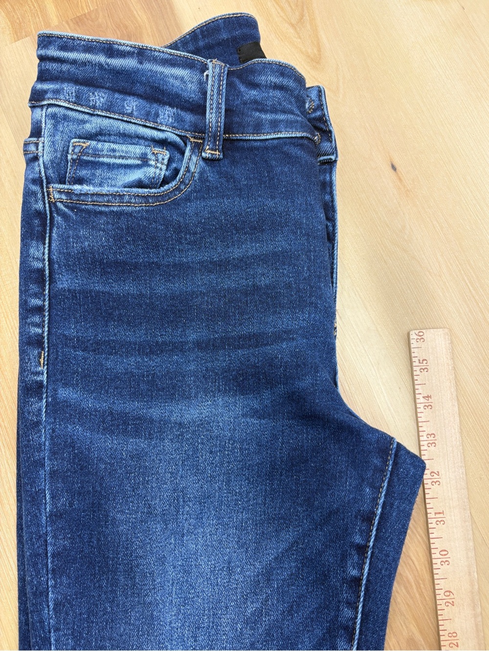 Flying Monkey High Rise Extreme Flare Jeans Dark Wash Raw Hem Size 29 BY4345L - Picture 9 of 16